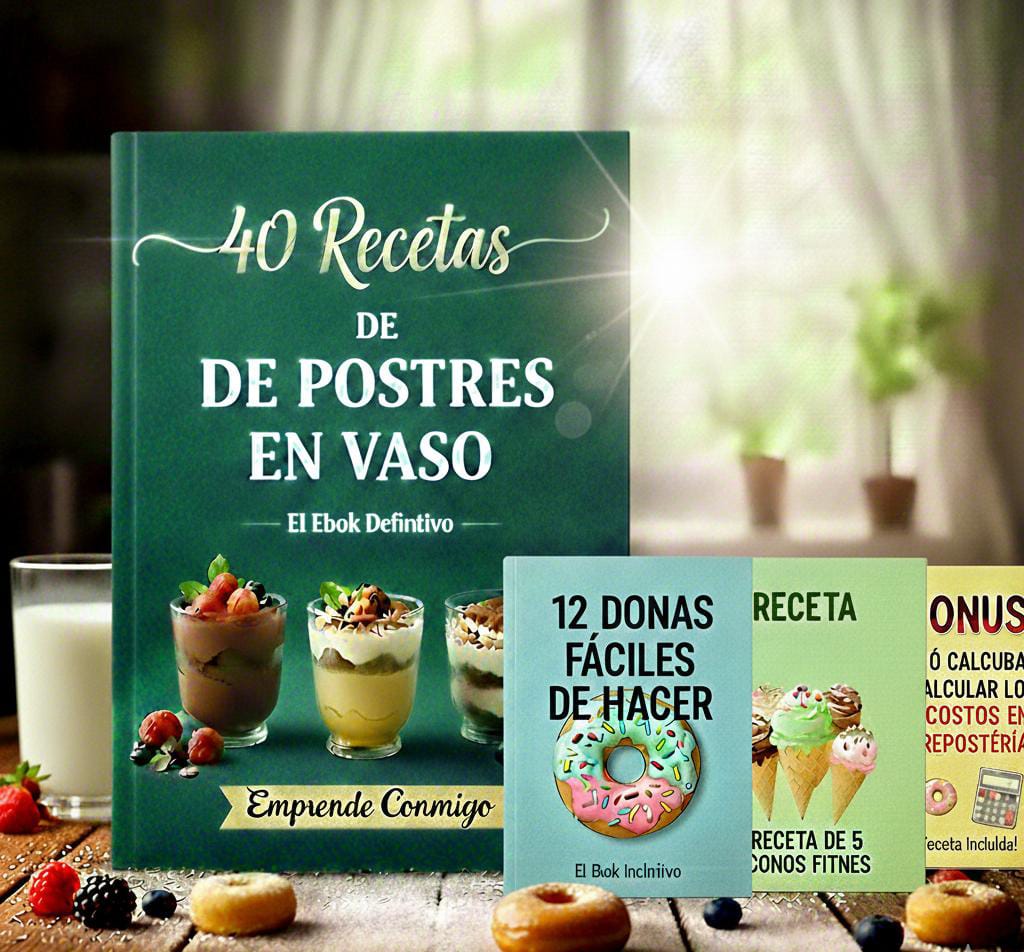 Emprende con 40 Recetas de Postres en Vasos + 3 Bonus y Gana Más de  $800.000 al Mes